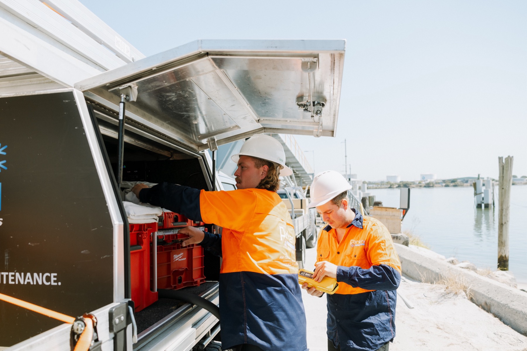 Parker Air technician collecting tools at Queensland port