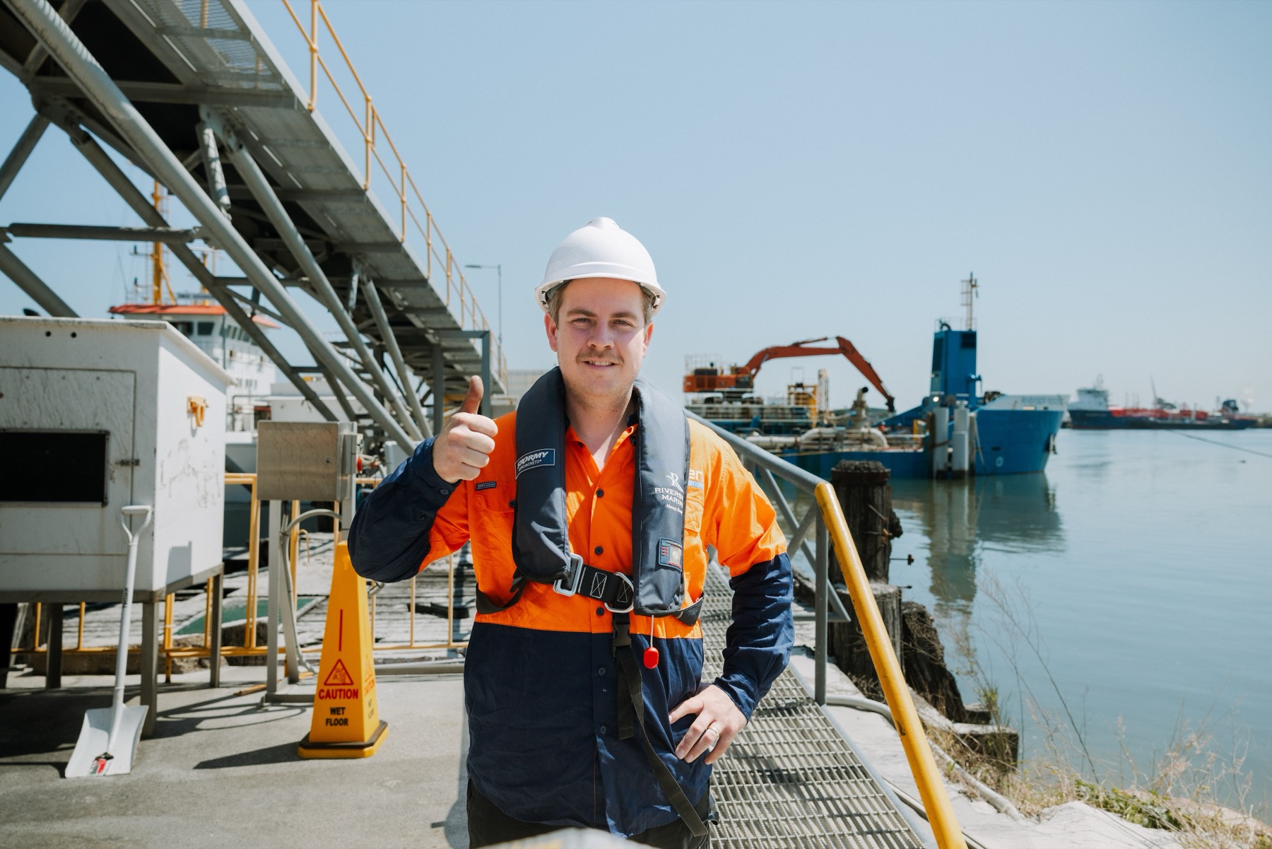 Parker Air Solutions marine technician at Queensland wharf